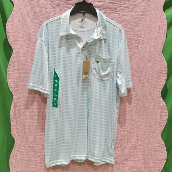 Sperry Mens‎ Peformance Polo BLUE/WHITE XL L - Picture 1 of 5